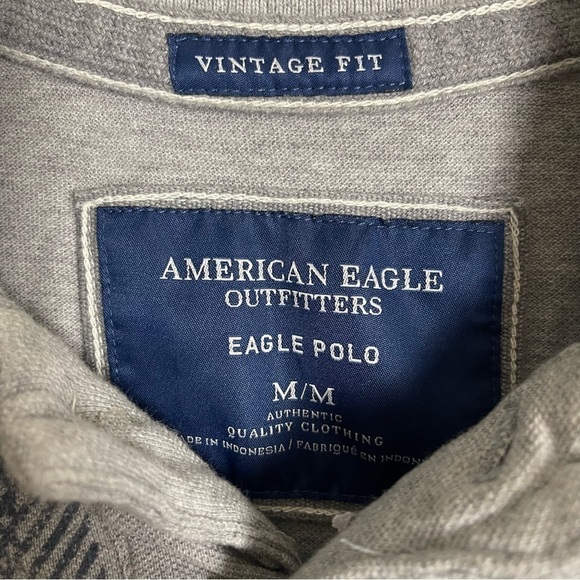 Men’s American Eagle Grey Vintage Polo Shirt Size Medium! - Picture 4 of 7